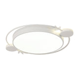 Modern Minimalist Round Flushmount Led Ceiling Light In Metallic Black/White/Grey With Stylish Ring