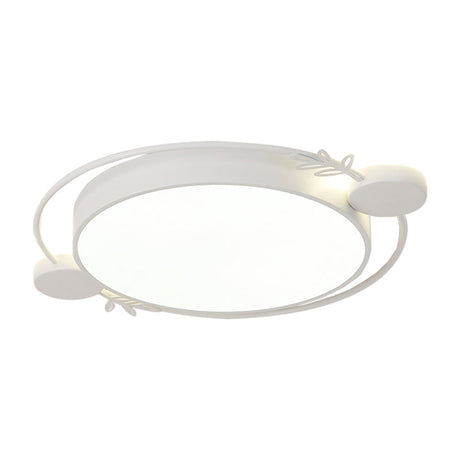 Modern Minimalist Round Flushmount Led Ceiling Light In Metallic Black/White/Grey With Stylish Ring
