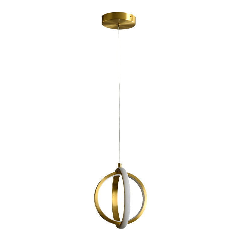 Gold Dual Ring Mini Pendant Light Kit Simplicity Led Metallic Down Lighting - Modern Elegance