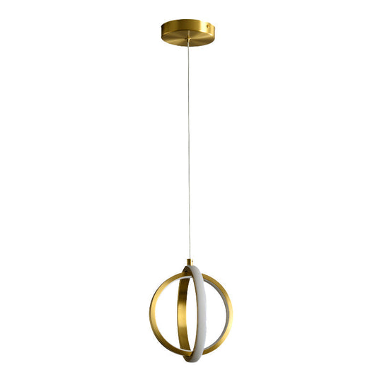 Gold Dual Ring Mini Pendant Light Kit Simplicity Led Metallic Down Lighting - Modern Elegance