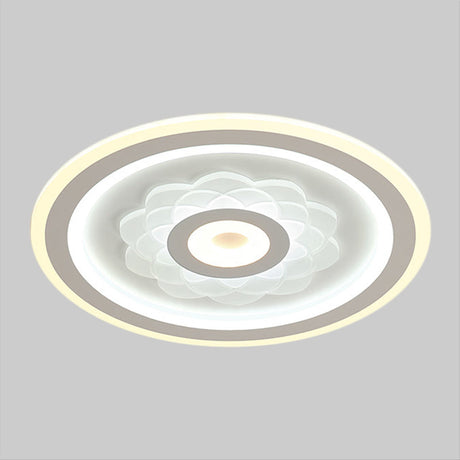 Contemporary Circular Led Ceiling Light Fixture With White Acrylic Flushmount And Elegant Flower