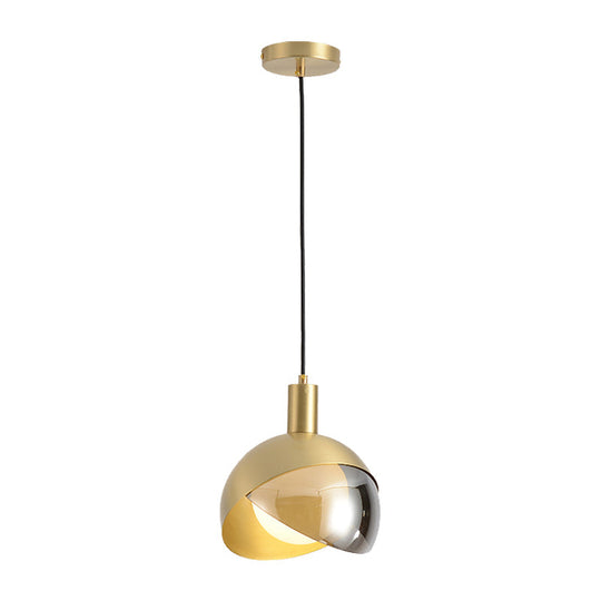 Contemporary Gold Dome Pendant Light - Suspended Metal Fixture
