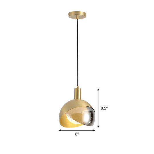 Contemporary Gold Dome Pendant Light - Suspended Metal Fixture