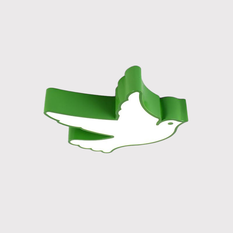 Kid’s Flying Pigeon Led Flush Mount Ceiling Fixture - White/Red/Yellow