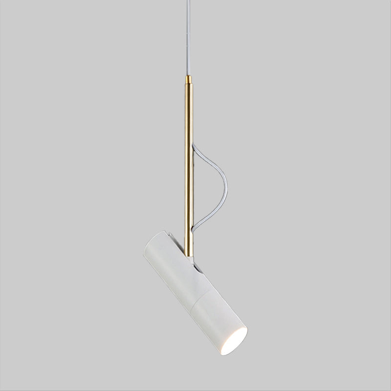 Minimalist Cylinder Metallic Pendant Light Fixture - 1 Bulb Black/White Warm/White