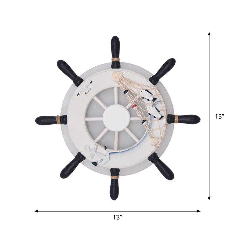 Rudder Bedside Wall Lamp - Acrylic Led Creative Lighting In Light Blue/White