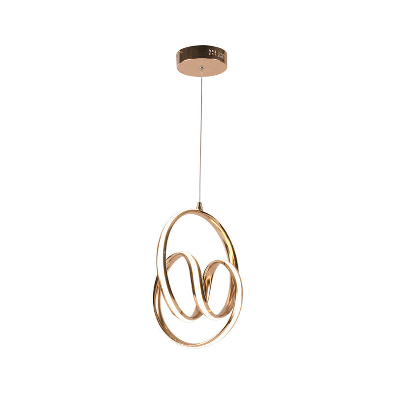 Twining Aluminum Led Pendant Ceiling Light In Simplicity Rose Gold - Warm/White
