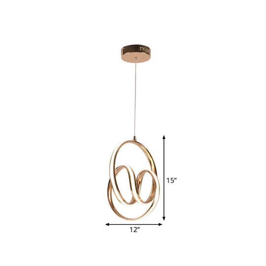 Twining Aluminum Led Pendant Ceiling Light In Simplicity Rose Gold - Warm/White