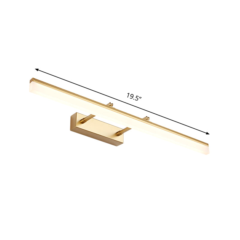 Modern Linear Acrylic Vanity Lamp: 16/19.5 Led Gold Wall Lighting Fixture