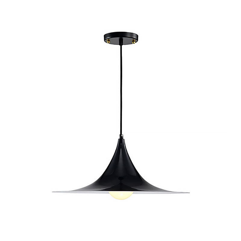 Nordic Style Flared Suspension Light - Metal 1 Black/White/Gold Hanging Ceiling Fixture