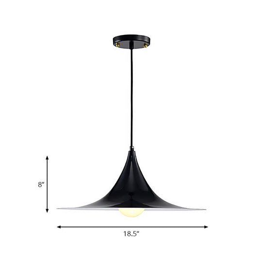 Nordic Style Metal Flared Suspension Light - 1 Black/White/Gold Hanging Ceiling