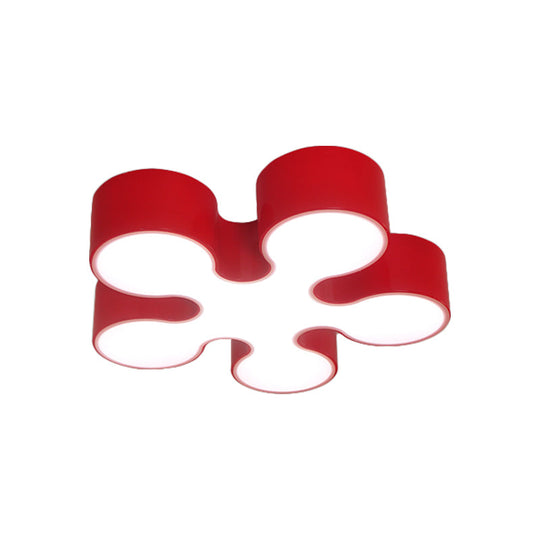 Children’s Led Blossom Ceiling Light In Blue/Red/Yellow - Acrylic Flush Mount