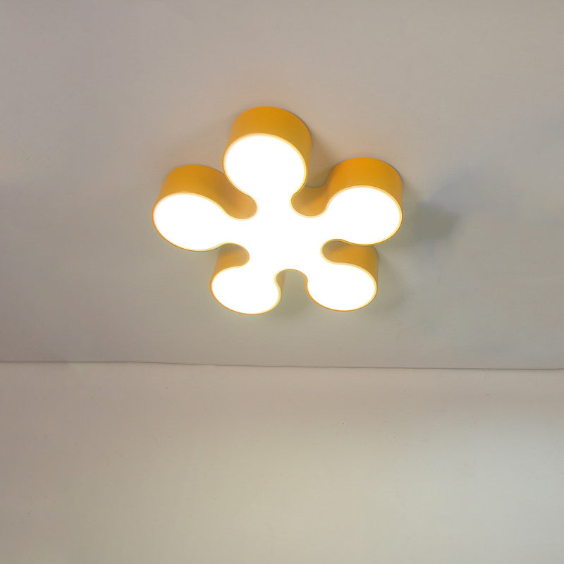 Children’s Led Blossom Ceiling Light In Blue/Red/Yellow - Acrylic Flush Mount