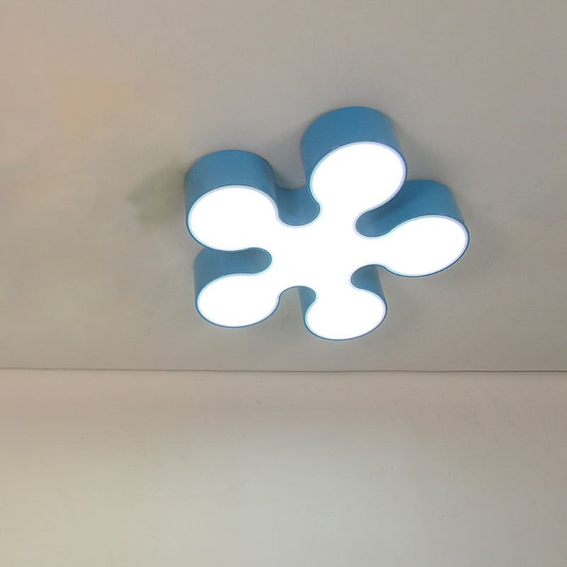 Children’s Led Blossom Ceiling Light In Blue/Red/Yellow - Acrylic Flush Mount