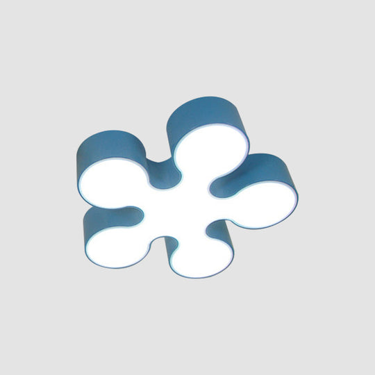 Children’s Led Blossom Ceiling Light In Blue/Red/Yellow - Acrylic Flush Mount