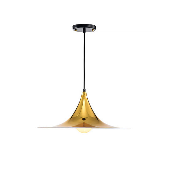 Nordic Style Flared Suspension Light - Metal 1 Black/White/Gold Hanging Ceiling Fixture