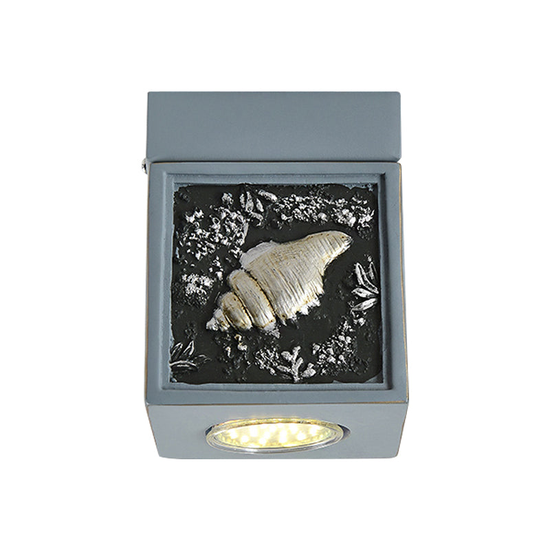 Blue/Light Blue Shell Design Kids Ceiling Light - Cubic Corridor Resin Flush Mount Fixture 1 - Light