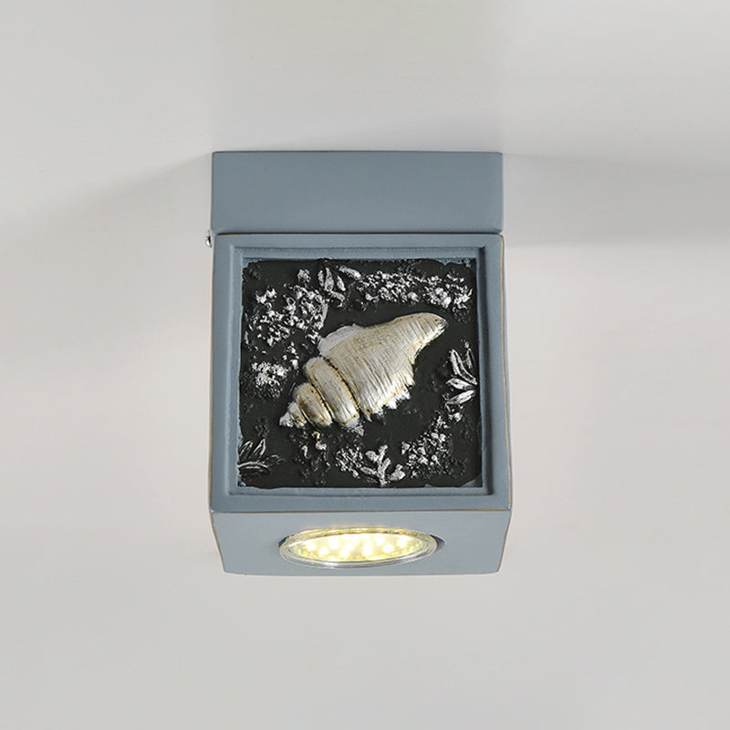Blue/Light Blue Shell Design Kids Ceiling Light - Cubic Corridor Resin Flush Mount Fixture 1 - Light