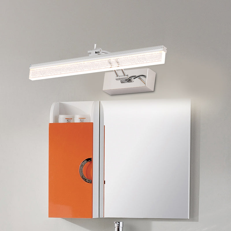 Modern Led Bathroom Wall Vanity Light With Rectangle Acrylic Shade And Warm/White Silver / 16 Warm