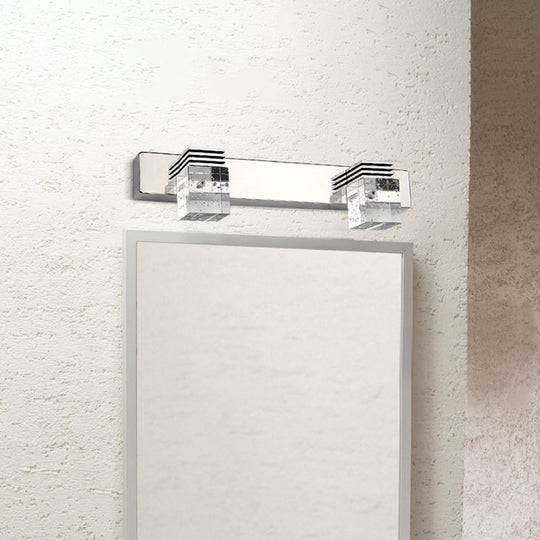 Modern Chrome Vanity Light Fixture With Clear Crystal Accents - 2/3 Bulbs Warm/White 2 / Warm