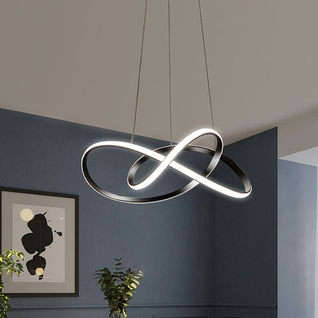 Minimalist Metallic Led Drop Pendant Chandelier In Black For Restaurants