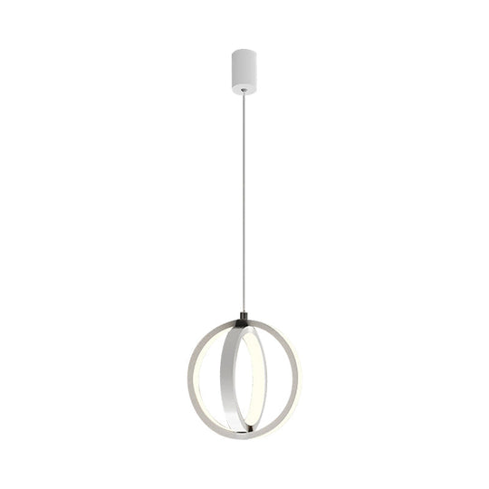 Modern Led Pendant Light With Crossed Ring Design - Black/White Metallic Shade In Warm/White Black /