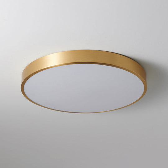Modern Led Brass Ceiling Light Fixture For Bedroom - Square/Round Metallic Flush Mount