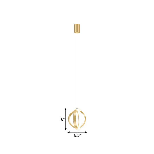 Modern Led Pendant Light: Aluminum Crossed Rings Drop In Gold - Ideal For Dining Table