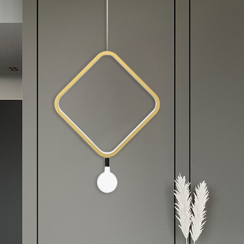 Minimal Aluminum Led Pendant Lamp With Milk Glass Shade - Warm/White Light Brass / Warm Rhombus