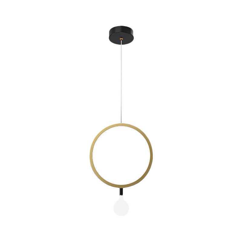 Minimal Aluminum Led Pendant Lamp With Milk Glass Shade - Warm/White Light