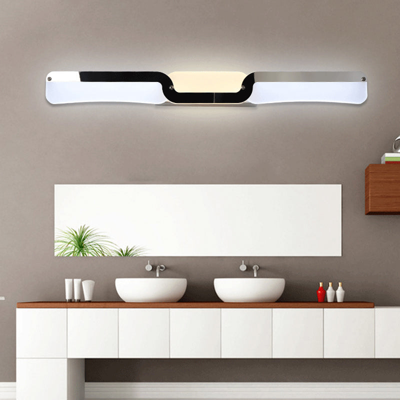 Ultra-Thin Modern Led Vanity Sconce Light In Chrome - Warm/White Lighting Fixture / Warm