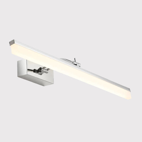 Contemporary Chrome Led Wall Vanity Light - Acrylic Elongated Design With Warm/White