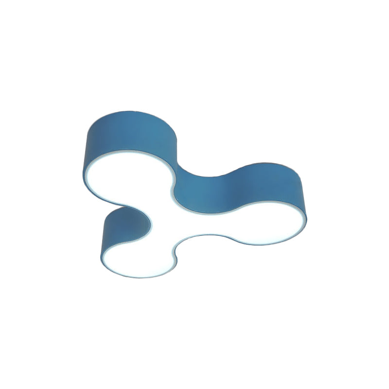 Macaroon Nursery Led Ceiling Light Fixture In White/Yellow/Blue With Acrylic Y - Shaped Shade