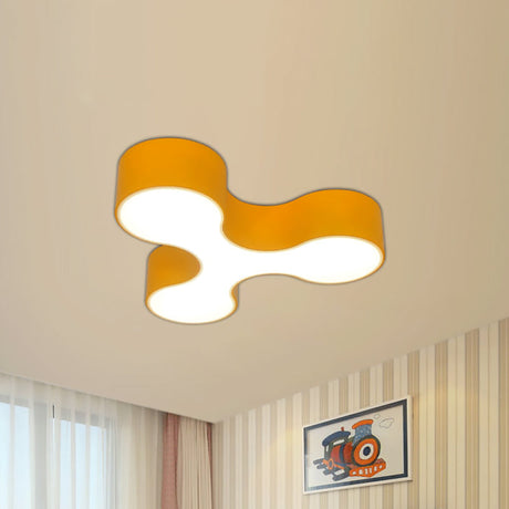 Macaroon Nursery Led Ceiling Light Fixture In White/Yellow/Blue With Acrylic Y-Shaped Shade