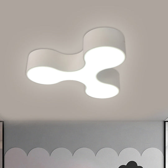 Macaroon Nursery Led Ceiling Light Fixture In White/Yellow/Blue With Acrylic Y - Shaped Shade