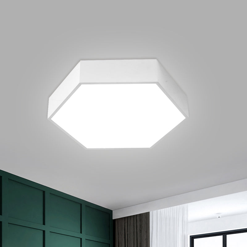 Children’s Hexagon Led Flush Ceiling Light In Macaroon Acrylic: Red/Yellow/Green Mount Lighting