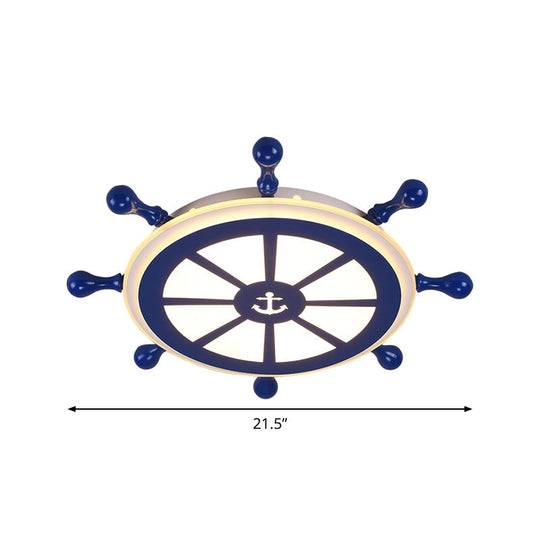 Kids Acrylic Rudder Ceiling Light 21.5’/25.5’ Wide Led Blue Flush Mount - Warm/White Lighting