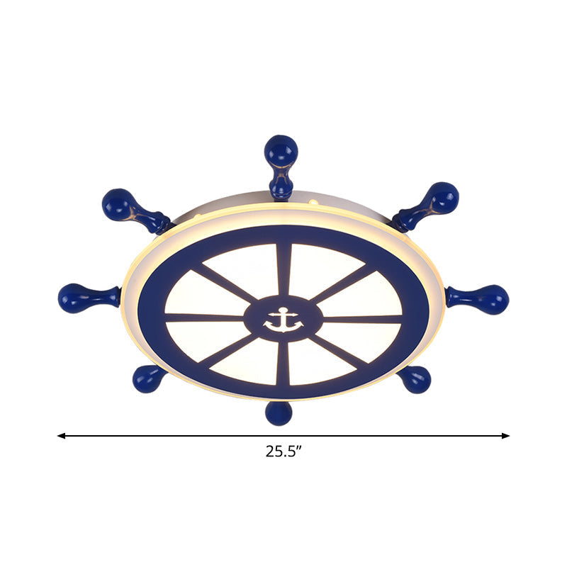 Kids Acrylic Rudder Ceiling Light 21.5’/25.5’ Wide Led Blue Flush Mount - Warm/White Lighting