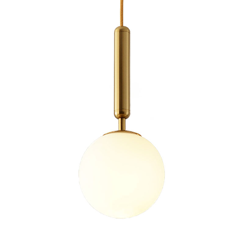 Modernist Spherical White Glass Pendant Light - 1 6/8/10 Wide Black/Gold Hanging Fixture