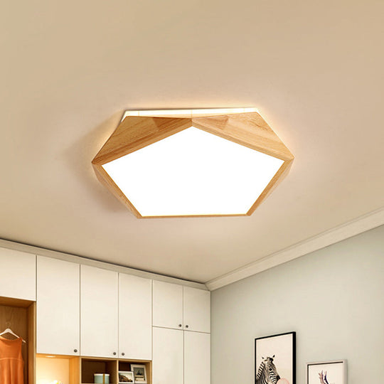 Modernist Pentagon Led Flush Mount Lamp In Beige Warm/White Light - 16.5’/20.5’ Wide Ideal For