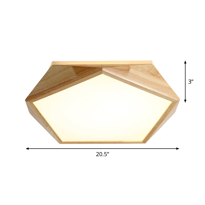 Modernist Pentagon Led Flush Mount Lamp In Beige Warm/White Light - 16.5’/20.5’ Wide Ideal For