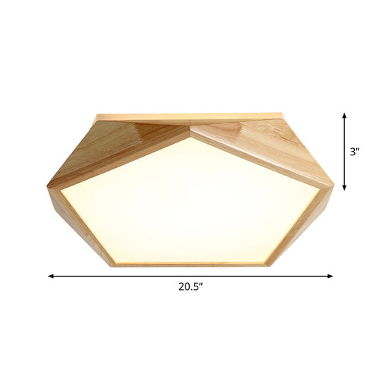 Modernist Pentagon Led Flush Mount Lamp In Beige Warm/White Light - 16.5’/20.5’ Wide Ideal For