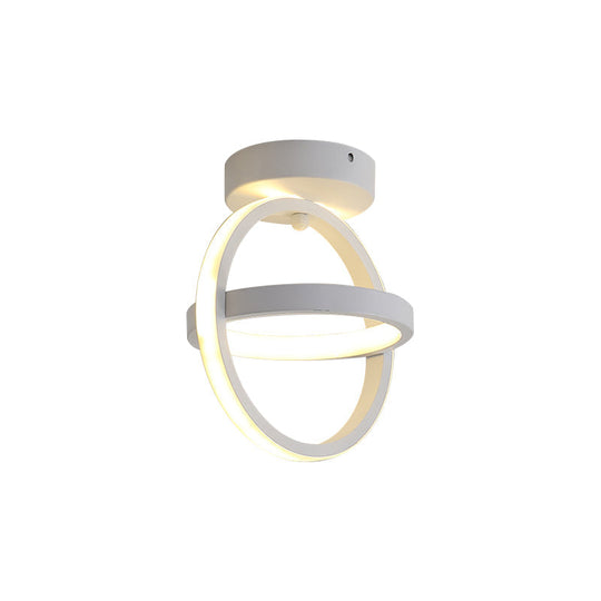 Modern Crossed Circle Led Ceiling Lamp In Warm/White Light - Metal Flush Mount Fixture