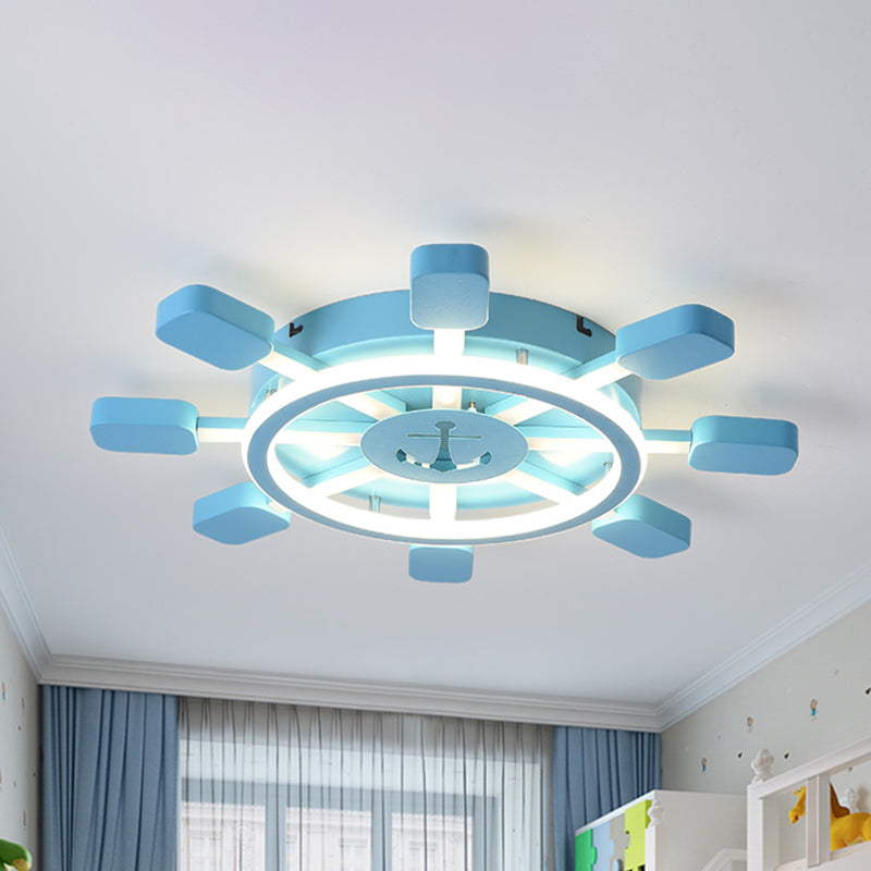 19.5’/23.5’ Wide Rudder Led Flushmount Light - Kids Acrylic Blue/White Ceiling Fixture