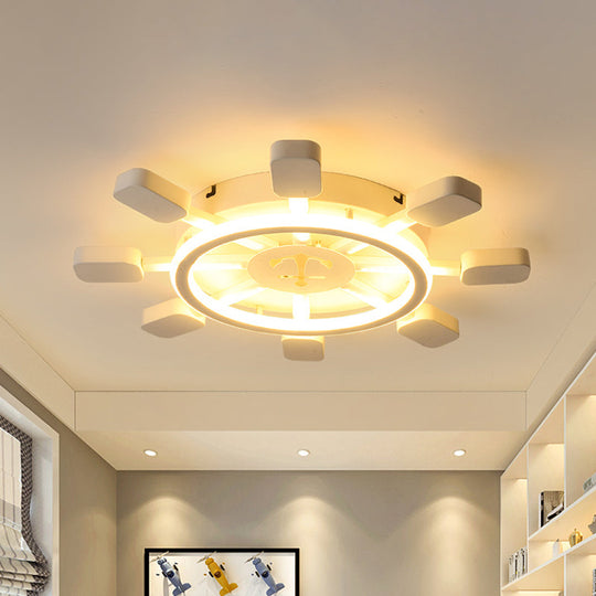 19.5’/23.5’ Wide Rudder Led Flushmount Light - Kids Acrylic Blue/White Ceiling Fixture Warm/White