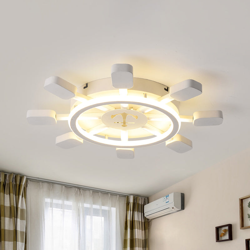 19.5’/23.5’ Wide Rudder Led Flushmount Light - Kids Acrylic Blue/White Ceiling Fixture Warm/White