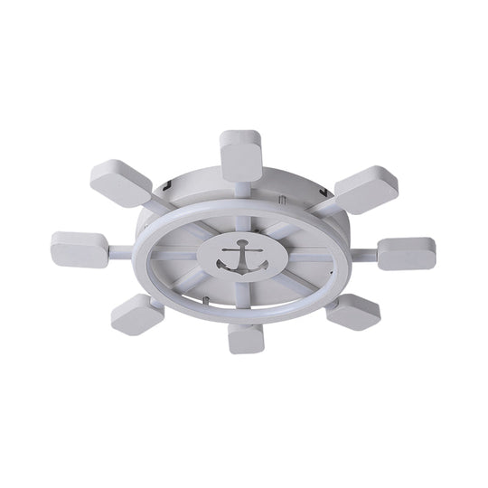 19.5’/23.5’ Wide Rudder Led Flushmount Light - Kids Acrylic Blue/White Ceiling Fixture Warm/White
