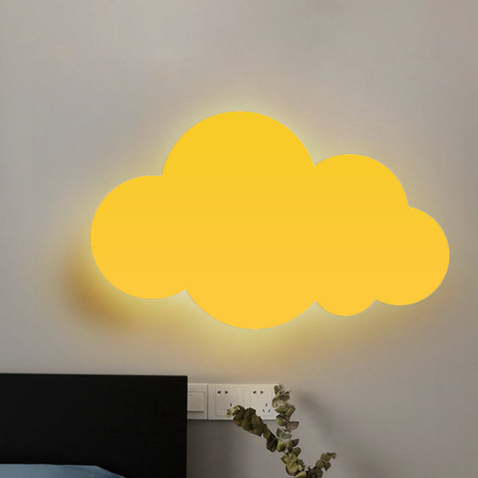 Colorful Cartoon Led Cloud Wall Sconce With Metallic Shade - Pink Yellow Blue
