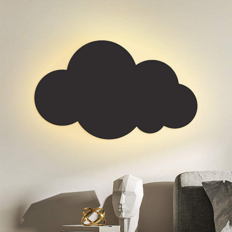 Colorful Cartoon Led Cloud Wall Sconce With Metallic Shade - Pink Yellow Blue Black