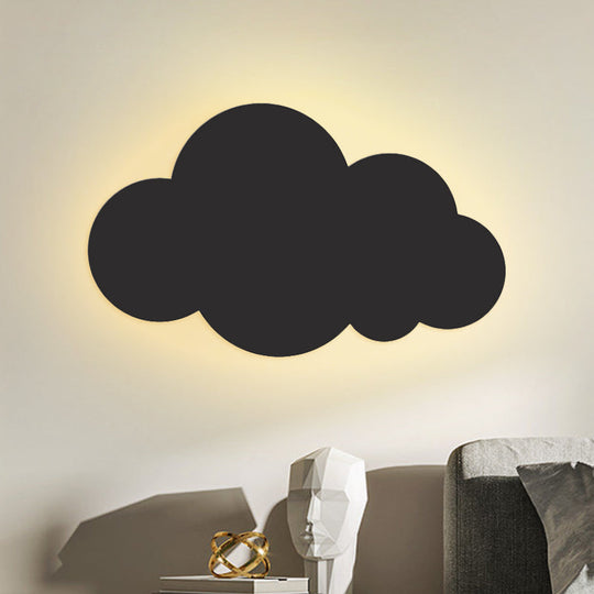 Colorful Cartoon Led Cloud Wall Sconce With Metallic Shade - Pink Yellow Blue Black